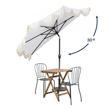 Beverly 9 ft. Designer Classic Scalloped Fringe Half Market Patio Umbrella